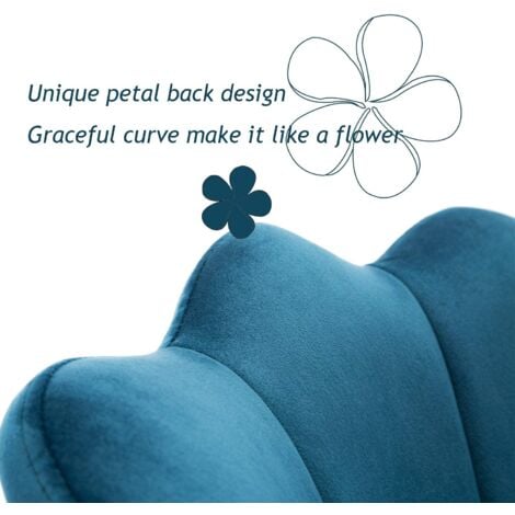 Fauteuil relax Fauteuil en Velours Fauteuil de Salon Chaise Coquillage, Fauteuil Scandinave pour Chambre, Bleu