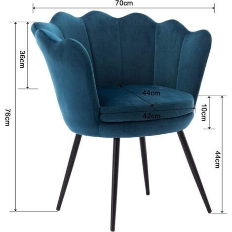Fauteuil relax Fauteuil en Velours Fauteuil de Salon Chaise Coquillage, Fauteuil Scandinave pour Chambre, Bleu