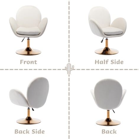 Chaise Coiffeuse Fauteuil en Velours Pivotante Chaise Couffeuse Rembourrée avec Accoudoir pour Coiffeuse et Maquillage, Beige