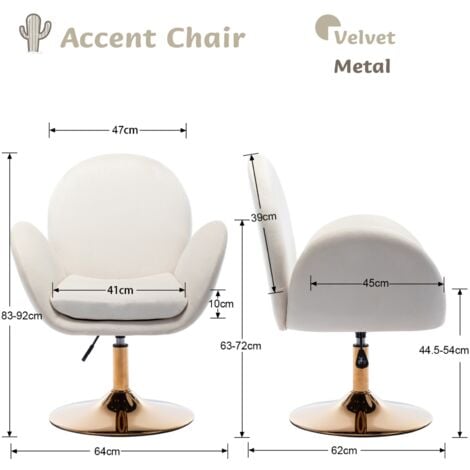 Chaise Coiffeuse Fauteuil en Velours Pivotante Chaise Couffeuse Rembourrée avec Accoudoir pour Coiffeuse et Maquillage, Beige