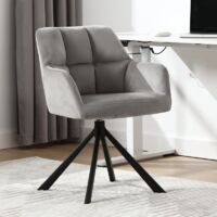 Wahson Office Chairs – Chaise de bureau pivotante en velours gris – Accoudoirs larges – Coussin épais en mousse haute densité – Structure stable métal
