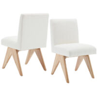 Wahson Lot de 4 Chaises en Lin, Chaises de Salle à Manger en Bois, Chaise Salle a Manger Rétro avec Pied Bois Chaise de Cuisine Rembourrées avec Dossier, Beige