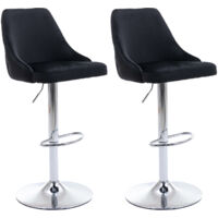 Lot de 2 Tabouret de Bar en Velours Chaises Hautes de Bar Réglable avec Dossier pour Cuisine, Noir