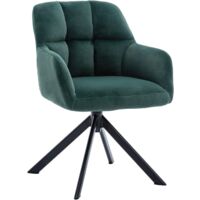 Wahson Office Chairs – Chaise de bureau pivotante velours – Accoudoirs confortables – Dossier large – Siège rembourré – 360° pivotant – Vert