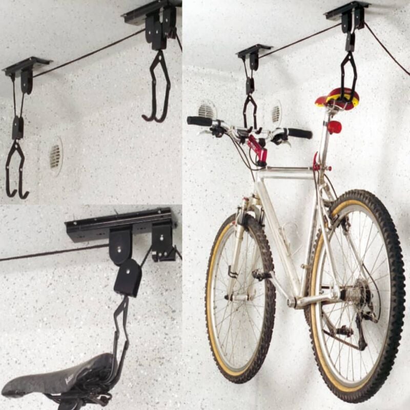 Relaxdays Support vélo rangement vélo plafond Garage Ascenseur VTT