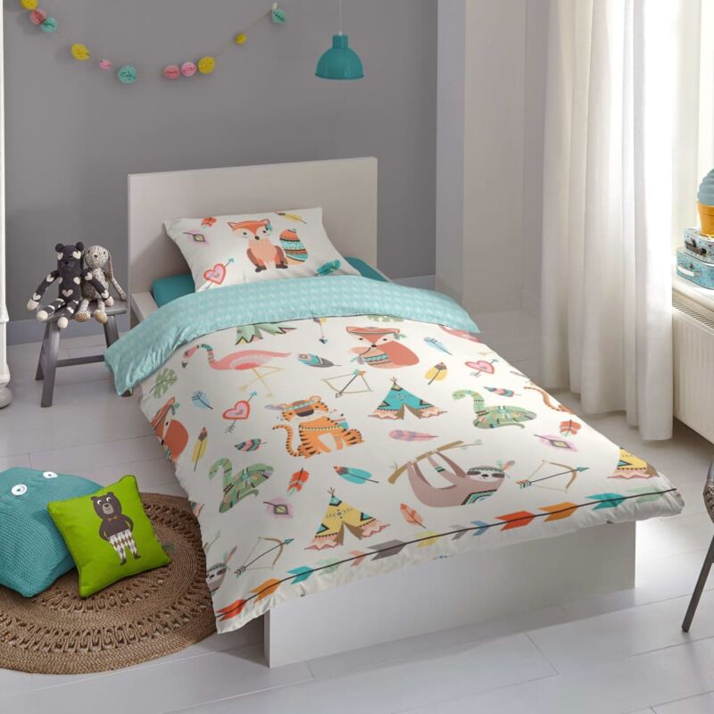 Parure housse de couette + taie d'oreiller enfant MONSTRES - multicolore,  Linge de lit & Déco