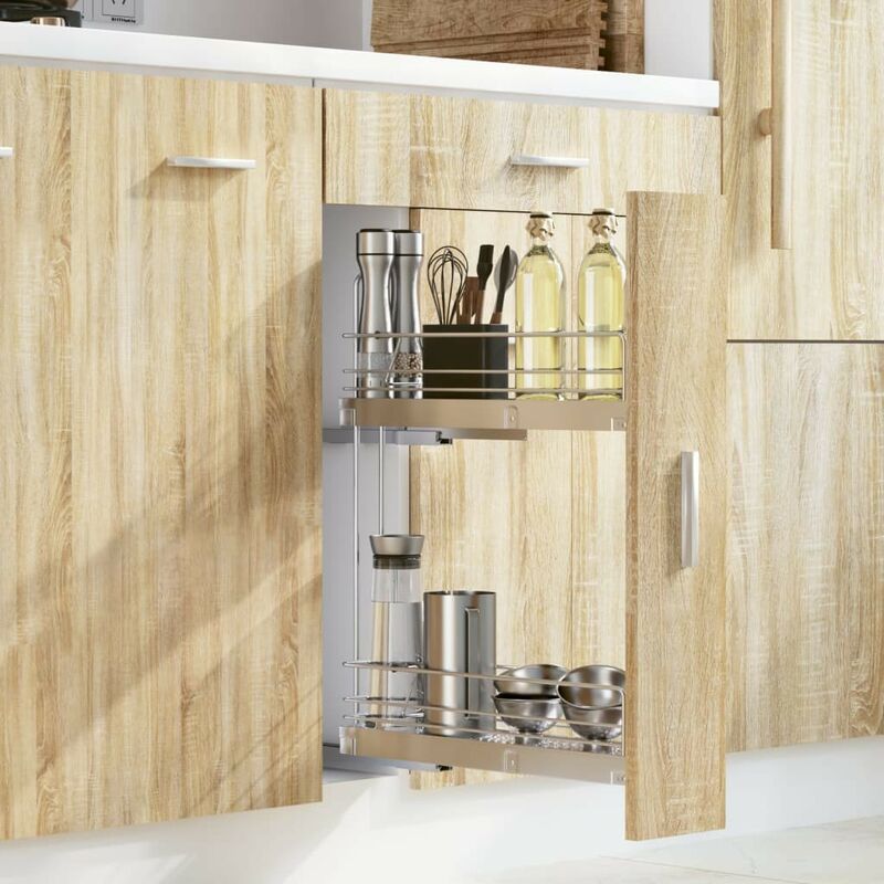 WENKO Rangement placard cuisine coulissant Wanja, 2 tiroirs de rangement de  cuisine coulissant, idéal pour l'aménagement des placards de cuisine