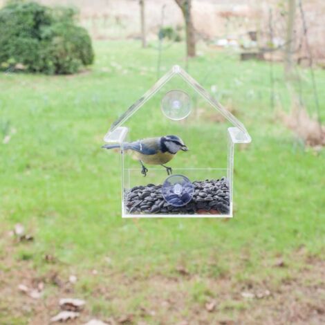 Fenêtre transparente acrylique anti-écureuil nature décor maison mangeoire  à oiseaux extérieur