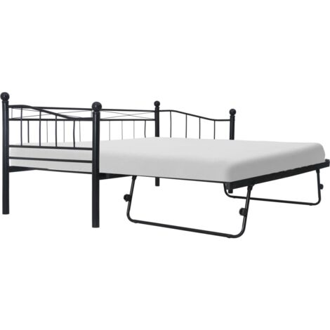 vidaXL Cadre de lit Noir Acier 180x200/90x200 cm
