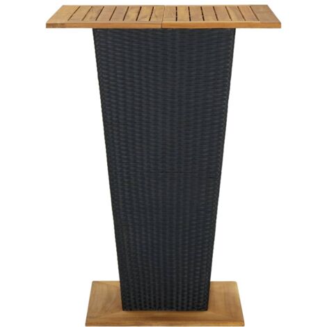 vidaXL Table de bar Noir 80x80x110 cm Résine tressée et bois d'acacia