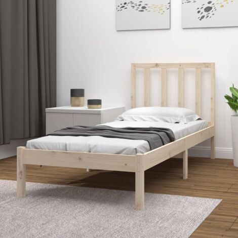 Cadre de lit pour matelas 90x200 cm en bois, couleur blanc VidaXL