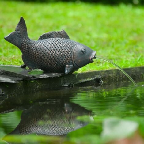 Statue de jardin grand poisson gris anthracite 100 cm