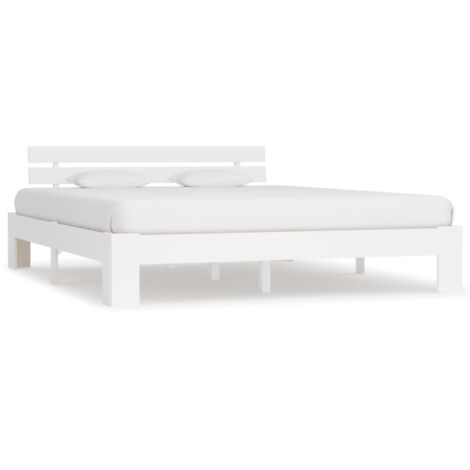 Cadre de lit Blanc Bois de pin massif 160 x 200 cm