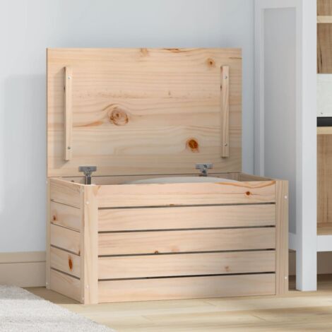 Boîte de rangement en bois modèle 1 - avec poignées - Gris et couleur bois  naturel - 33 x 33 x 37 cm