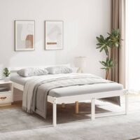 Cadre de lit Blanc Bois de pin massif 140x190 cm