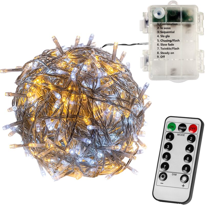 VOLTRONIC Guirlande lumineuse LED, intérieur et extérieur, IP44, fonctionne  sur piles, choix du modèle et de