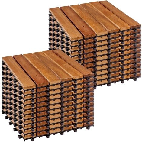 STILISTA Dalles en bois, FSC-certifié bois d'acacia, 30 x 30 cm, 1 m² 2 m² 3 m² ou 5 m² - choix 2 m² (set de 22)