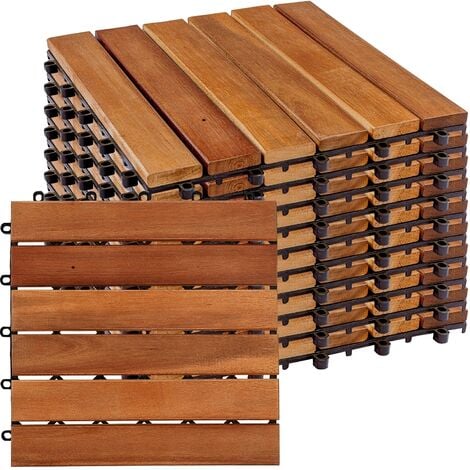 STILISTA Dalles en bois, FSC-certifié bois d'acacia, 30 x 30 cm, 1 m² 2 m² 3 m² ou 5 m² - choix 1 m² (set de 11)