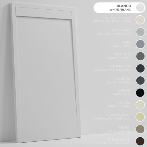 SOULBATH Plato de Ducha - Resina - Gel Coat - Textura Liso/Piedra - Antideslizante - Color Blanco - 190X70- Extraplano 3cm. Incluye Válvula desagüe y Rejilla. Diseño Minimalista.