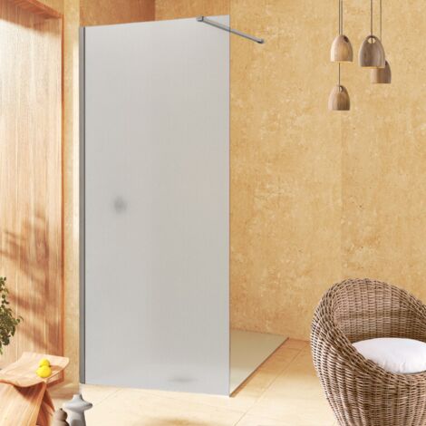 Mampara Panel Fijo Translucido, Fácil instalación SOULBATH Vidrio MATE Arenado de seguridad 8 mm antical, 120 cm ancho x 200 cm alto, Perfil CROMO (1/5)