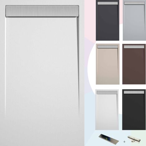 SOULBATH Plato de Ducha - Resina - Gel Coat - Textura Liso/Piedra - Antideslizante - Color Blanco - 160x90- Extraplano 3cm - Incluye Válvula desagüe y Rejilla INOX.