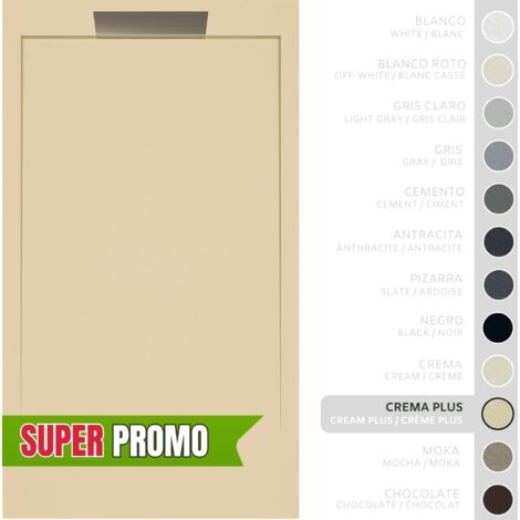 SOULBATH Plato de Ducha - Resina - Gel Coat - Textura Liso/Piedra - CREMA INTENSO - Antideslizante - 140x80- Extraplano 3cm - Incluye Válvula desagüe y Rejilla- Diseño elegante (1/5)