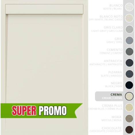 SOULBATH Plato de Ducha - Resina - Gel Coat - Textura Liso/Piedra - Antideslizante - Color Crema - 110x90- Extraplano 3cm. Incluye Válvula desagüe y Rejilla. Diseño Minimalista.