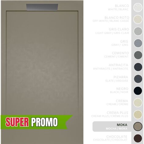 SOULBATH Plato de Ducha - Resina - Gel Coat - Textura Liso/Piedra - MOKA - Antideslizante - 120x80- Extraplano 3cm - Incluye Válvula desagüe y Rejilla- Diseño elegante (1/5)