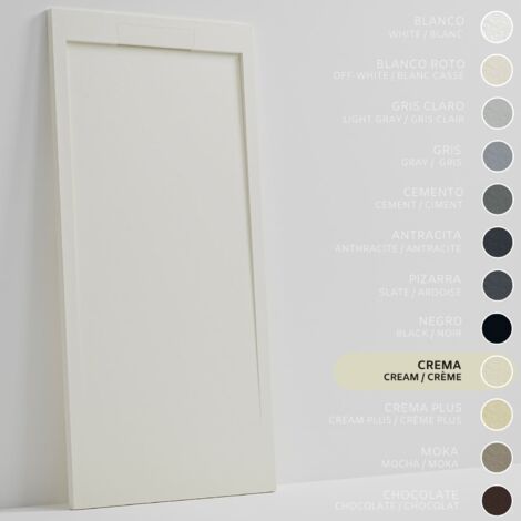 SOULBATH Plato de Ducha Extraplano Antideslizante – Resina Gel Coat - Textura Liso/Piedra – CREMA - 120x80 - Extraplano 3cm - Incluye Válvula desagüe y Rejilla integrada mismo color (1/5)