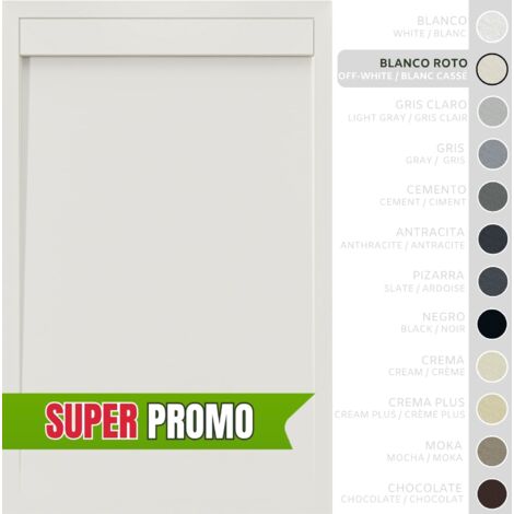 SOULBATH Plato de Ducha - Resina - Gel Coat - Textura Liso/Piedra - Antideslizante - Color Blanco Roto - 160x80- Extraplano 3cm. Incluye Válvula desagüe y Rejilla. Diseño Minimalista. (1/5)