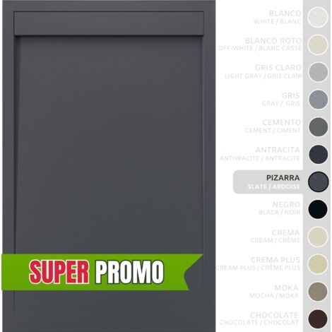 SOULBATH Plato de Ducha - Resina - Gel Coat - Textura Liso/Piedra - Antideslizante - Color Pizarra - 110x80- Extraplano 3cm. Incluye Válvula desagüe y Rejilla. Diseño Minimalista. (1/5)