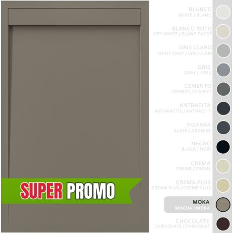 SOULBATH Plato de Ducha - Resina - Gel Coat - Textura Liso/Piedra - Antideslizante - Color Moka - 180x80- Extraplano 3cm. Incluye Válvula desagüe y Rejilla. Diseño Minimalista. (1/5)