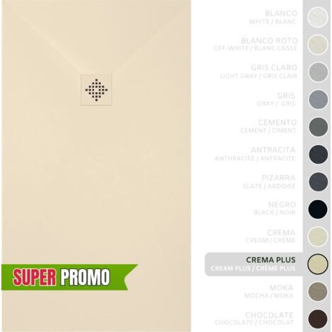 SOULBATH Plato de Ducha - Resina - Gel Coat - Textura Liso/Piedra - Antideslizante - Color Crema Intenso - 110x80- Extraplano 3cm. Incluye Válvula desagüe y Rejilla - REJILLA MISMO COLOR (1/5)