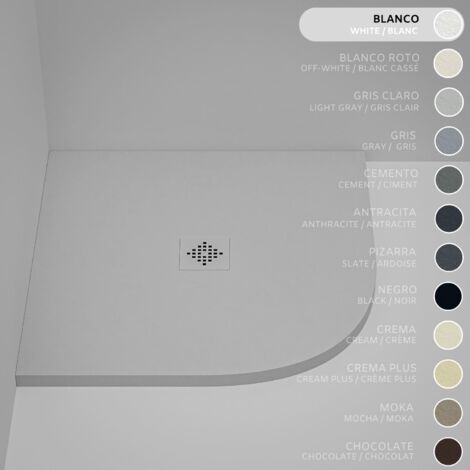 Plato de ducha Semicircular SOULHOME Resina y Carga Mineral Antideslizante 90x90 cm Blanco - Rejilla Same (1/5)