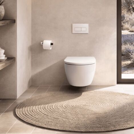 Inodoro Suspendido Blanco Brillo SOULHOME con Tapa de Cierre Suave (Soft-Close) y Fijaciones Ocultas - Pack Taza WC y Asiento Slim (1/5)