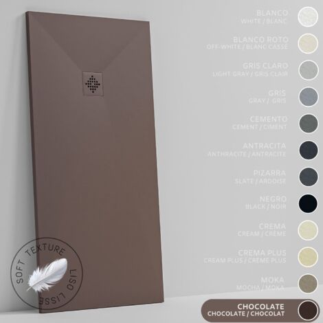 Plato de Ducha - Resina - Gel Coat - Textura Liso Seda - Antideslizante  - Color Chocolate - 120x90- Extraplano 3cm. REJILLA MISMO COLOR (1/5)