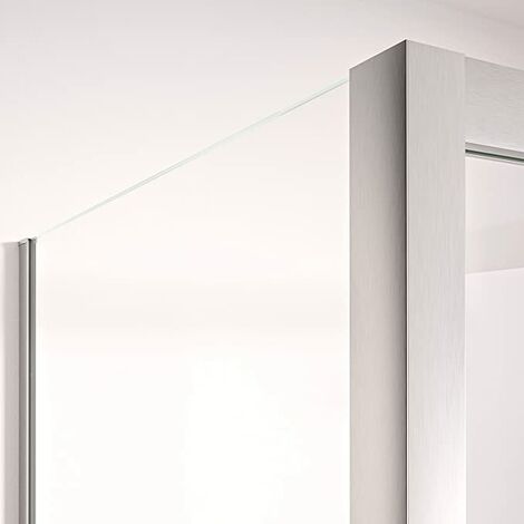 Mampara de ducha angular 1 corredera + 1 fijo + lateral - con perfilería inferior - Cristal transparente templado 6mm antical - 105-110 cm Ancho adaptable x Fijo 77-79 cm - Alto 195cm - Plata