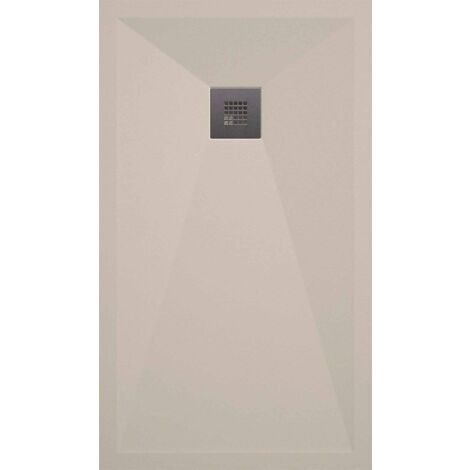 Plato de ducha - Resina - Textura Pizarra - Antideslizante - Extraplano - Incluye Válvula desagüe+Rejilla - 210X70 cm - Color Crema