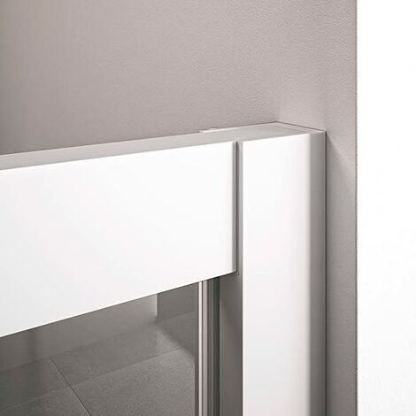 Mampara de ducha frontal 1 corredera + 1 fijo sin perfilería inferior cristal transparente templado 6mm antical 115 a 120 cm ancho adaptable x 195 cm alto posición puerta a derecha blanco mate