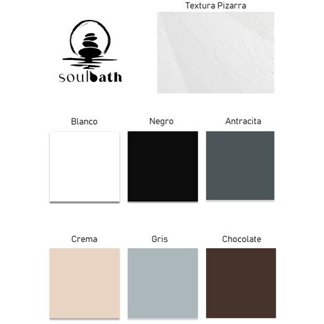 Plato de ducha - Resina - Textura Pizarra - Antideslizante - Extraplano - Incluye Válvula desagüe+Rejilla - 100X80 cm - Color Negro