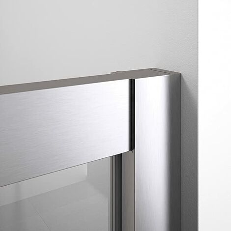 Mampara de ducha frontal 2 correderas + 2 fijos sin perfilería inferior cristal transparente templado 6mm antical 145 a 150 cm ancho adaptable x 195 cm alto plata brillo