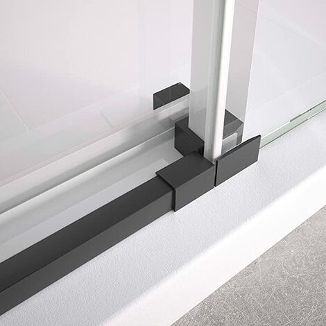 Mampara de ducha angular 2 correderas + 2 fijos sin perfil inferior cristal transparente templado 6mm antical 77-80 lado A x lado B 77-80 cm ancho adaptable - Alto 195cm negro mate