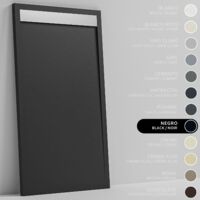 SOULBATH Plato de Ducha - Resina - Gel Coat - Textura Liso/Piedra - Antideslizante - Color Negro - 120X70- Extraplano 3cm - Incluye Válvula desagüe y Rejilla INOX.