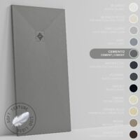 Plato de Ducha - Resina - Gel Coat - Textura Liso Seda - Antideslizante - Color Gris Cemento - 130X75- Extraplano 3cm. REJILLA MISMO COLOR