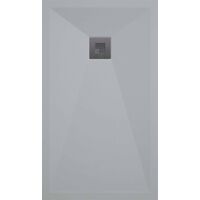 Plato de ducha - Resina - Textura Pizarra - Antideslizante - Extraplano - Incluye Válvula desagüe+Rejilla - 90X80 cm - Color Gris