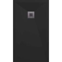 Plato de ducha - Resina - Textura Pizarra - Antideslizante - Extraplano - Incluye Válvula desagüe+Rejilla - 120X90 cm - Color Negro
