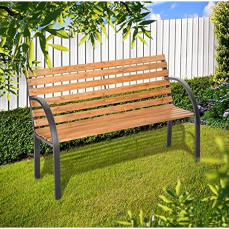 Garden Friend Parkbank aus Stahl und Holz 122x62x80h cm