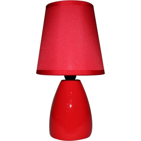 King Home TISCHLAMPE ROT Keramik runder Sockel 10x25h cm
