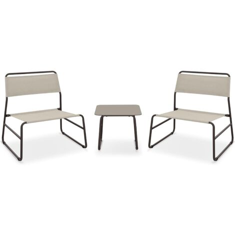 Garden Friend SALOTTO CANNES (Tisch und 2 Sessel) aus braunem Stahl und beigem Textilene (1/3)