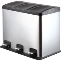King Home Abfalleimer 3x12 l für Mülltrennung 55,5x36x45h cm mit Pedal